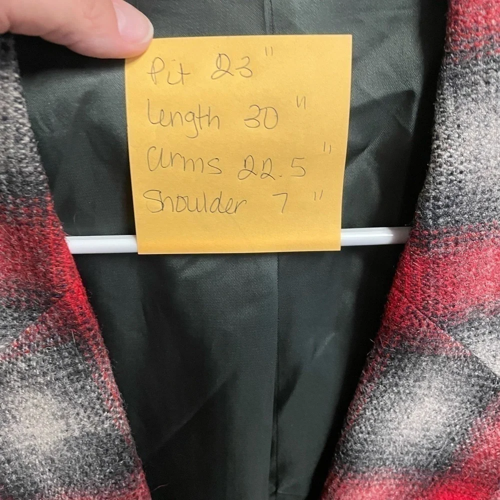 Y2K VINTAGE L WOOLRICH wool plaid Scandi Girl oversized masculine blazer USA - Picture 5 of 8